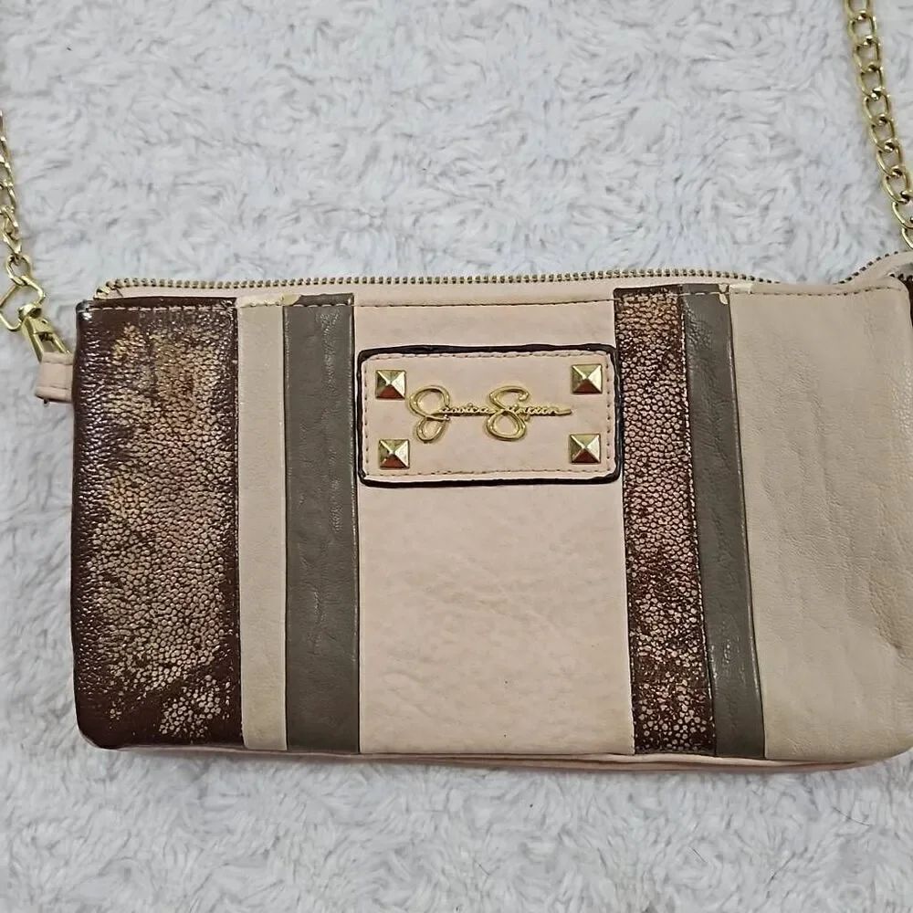 Jessica Simpson Ryanne Crossbody Metallic studded chained strap party purse